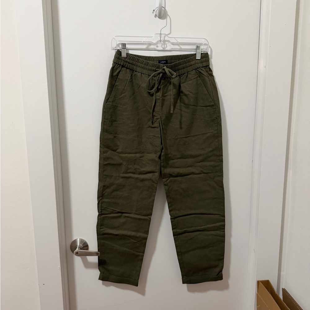 J. Crew Olive Green Linen Pants